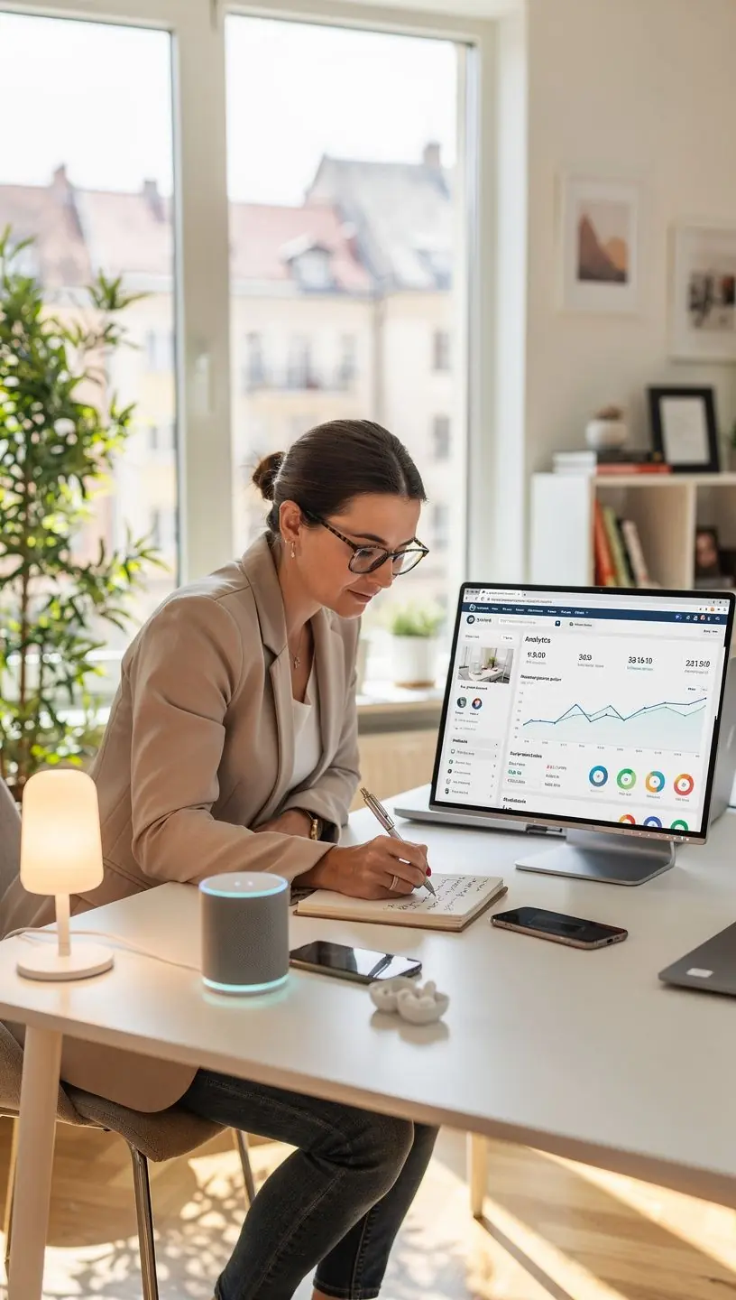 Dispozitiv automatizat controlat prin smartphone pentru gestionarea eficientă a locuinței inteligente.